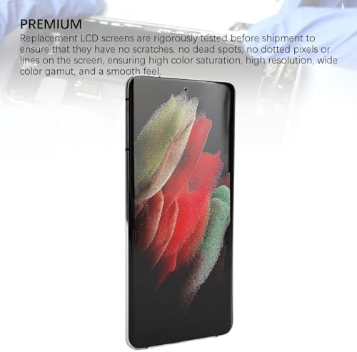 Phone Screen Replacement for S21 Ultra 5G SM G998B, 6.8 Inch OLED Screen Display Digitizer Assembly with Fingerprint, Frame and Repair Tool Kit, for S21 Ultra