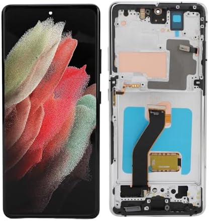 Phone Screen Replacement for S21 Ultra 5G SM G998B, 6.8 Inch OLED Screen Display Digitizer Assembly with Fingerprint, Frame and Repair Tool Kit, for S21 Ultra