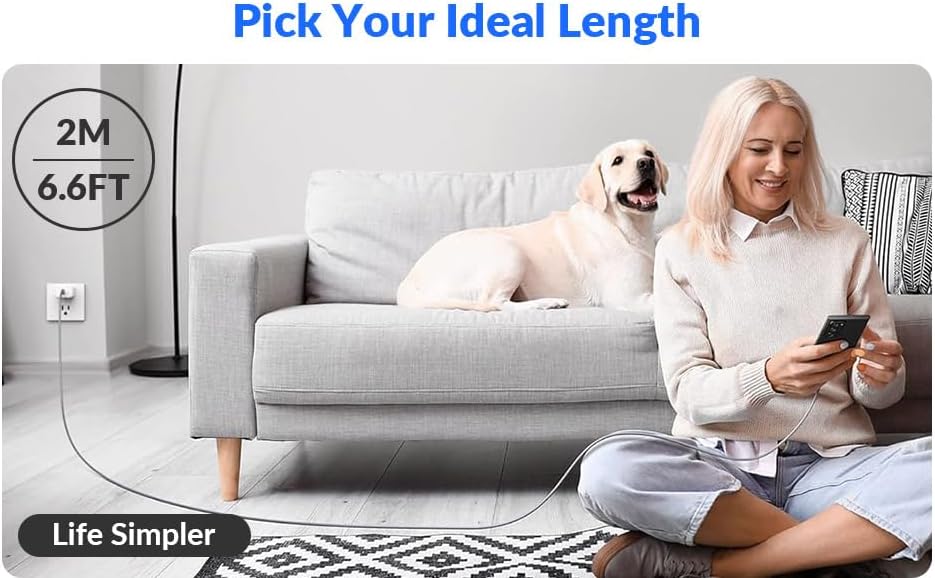 2M USB-C to USB-C Nylon Braided Cable 240W PD 3.1 Fast Charging (48V/5A)