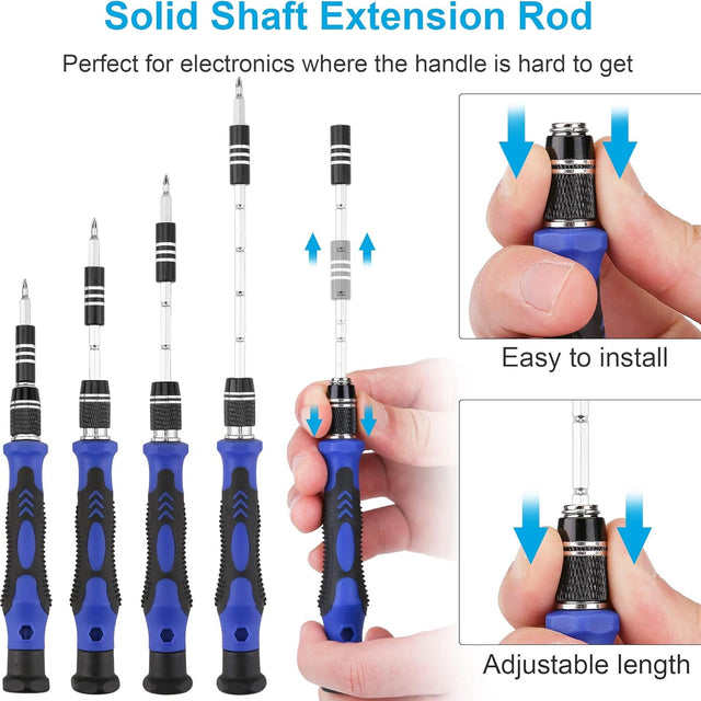 62-in-1 Magnetic Precision Screwdriver Set, Magnetic Tool Kit Electronics Repair Tool Kit with Flexible Shaft Extension Rod Screwdriver Kits for Mobile Phone, Smartphone, Game Console, PC, Tablet