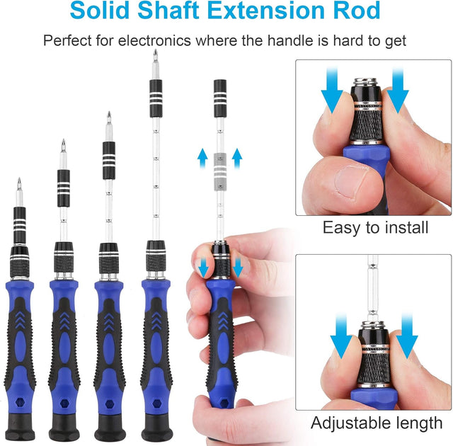 62-in-1 Magnetic Precision Screwdriver Set, Magnetic Tool Kit Electronics Repair Tool Kit with Flexible Shaft Extension Rod Screwdriver Kits for Mobile Phone, Smartphone, Game Console, PC, Tablet