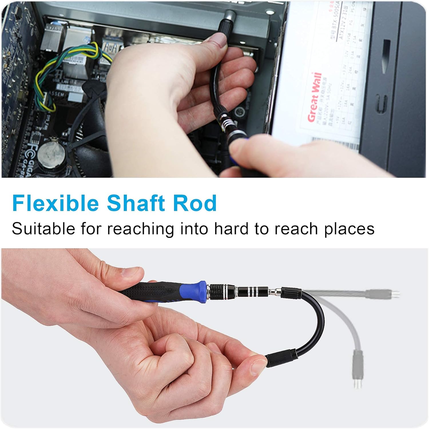 62-in-1 Magnetic Precision Screwdriver Set, Magnetic Tool Kit Electronics Repair Tool Kit with Flexible Shaft Extension Rod Screwdriver Kits for Mobile Phone, Smartphone, Game Console, PC, Tablet