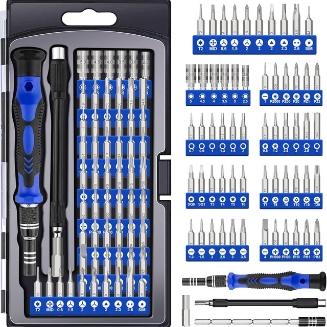 62-in-1 Magnetic Precision Screwdriver Set, Magnetic Tool Kit Electronics Repair Tool Kit with Flexible Shaft Extension Rod Screwdriver Kits for Mobile Phone, Smartphone, Game Console, PC, Tablet