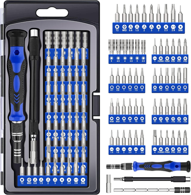 62-in-1 Magnetic Precision Screwdriver Set, Magnetic Tool Kit Electronics Repair Tool Kit with Flexible Shaft Extension Rod Screwdriver Kits for Mobile Phone, Smartphone, Game Console, PC, Tablet